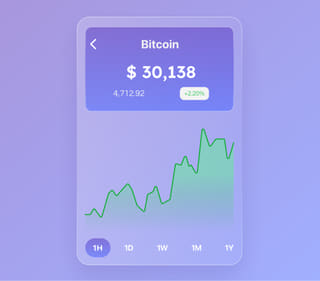 Live gegevens weergegeven in het Waardinatie overzicht van het crypto trading platform
